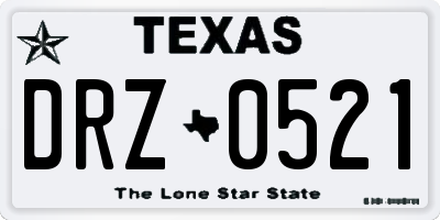 TX license plate DRZ0521