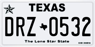 TX license plate DRZ0532