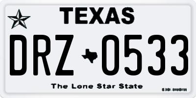 TX license plate DRZ0533