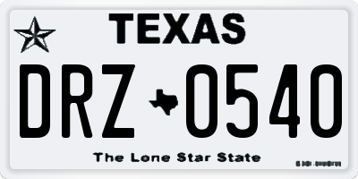 TX license plate DRZ0540