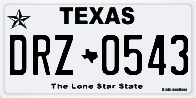 TX license plate DRZ0543