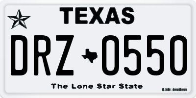TX license plate DRZ0550