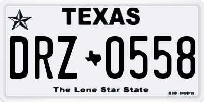 TX license plate DRZ0558