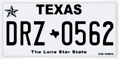TX license plate DRZ0562