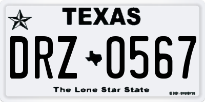 TX license plate DRZ0567