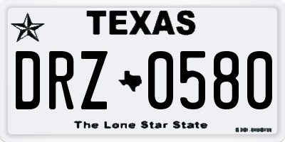 TX license plate DRZ0580