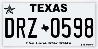 TX license plate DRZ0598