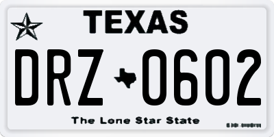 TX license plate DRZ0602