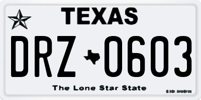 TX license plate DRZ0603