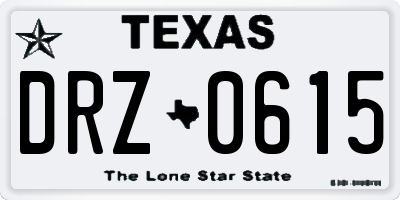 TX license plate DRZ0615
