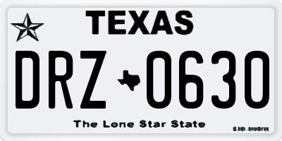 TX license plate DRZ0630