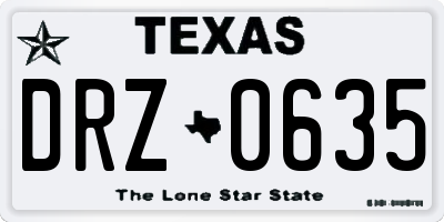 TX license plate DRZ0635