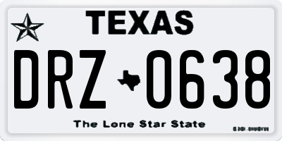 TX license plate DRZ0638