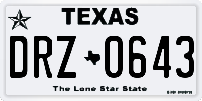 TX license plate DRZ0643