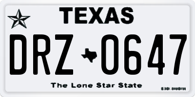 TX license plate DRZ0647