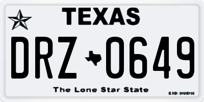 TX license plate DRZ0649