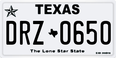 TX license plate DRZ0650