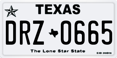 TX license plate DRZ0665