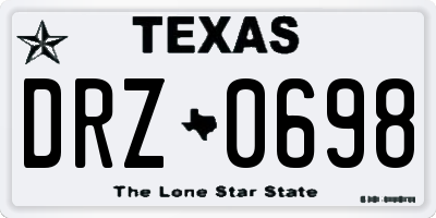 TX license plate DRZ0698