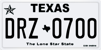 TX license plate DRZ0700