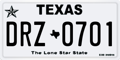 TX license plate DRZ0701