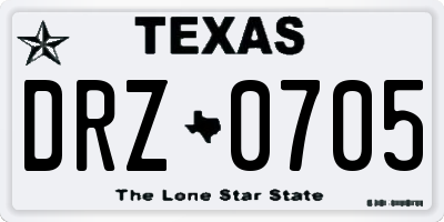 TX license plate DRZ0705