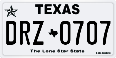 TX license plate DRZ0707