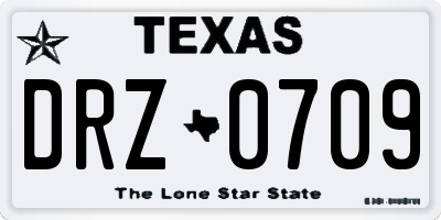 TX license plate DRZ0709