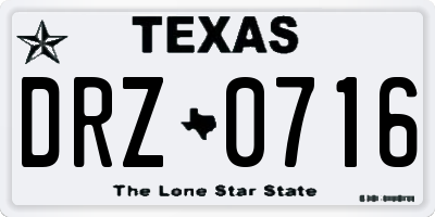TX license plate DRZ0716