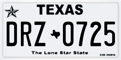 TX license plate DRZ0725