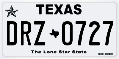 TX license plate DRZ0727