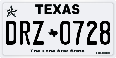 TX license plate DRZ0728