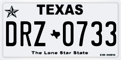 TX license plate DRZ0733