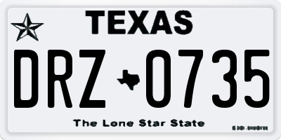 TX license plate DRZ0735
