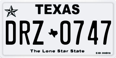 TX license plate DRZ0747