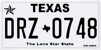 TX license plate DRZ0748