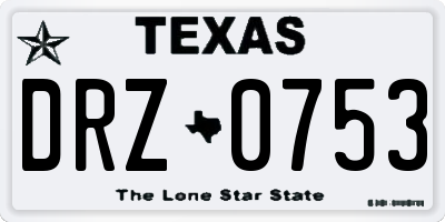 TX license plate DRZ0753