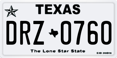 TX license plate DRZ0760