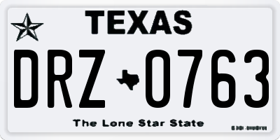 TX license plate DRZ0763