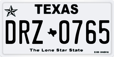 TX license plate DRZ0765