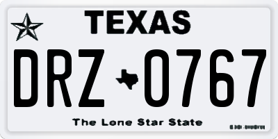 TX license plate DRZ0767