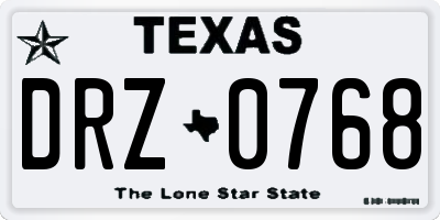 TX license plate DRZ0768
