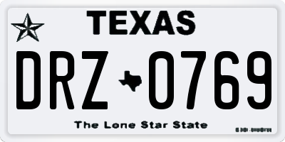 TX license plate DRZ0769