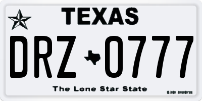 TX license plate DRZ0777