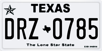 TX license plate DRZ0785