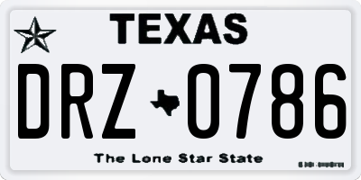 TX license plate DRZ0786