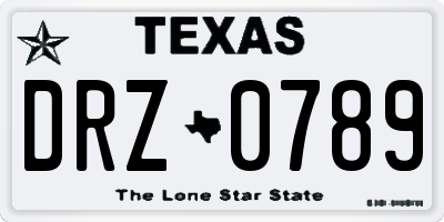TX license plate DRZ0789
