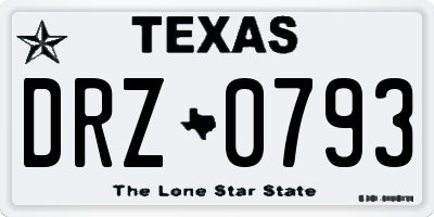 TX license plate DRZ0793