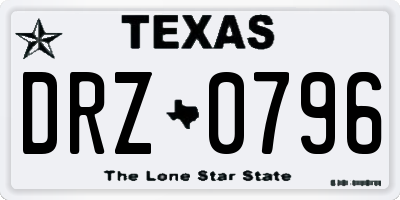 TX license plate DRZ0796