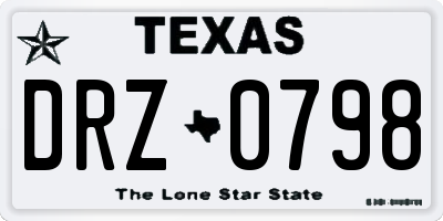 TX license plate DRZ0798
